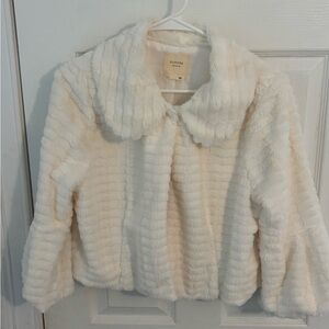 Girls Cream Faux Fur Jacket